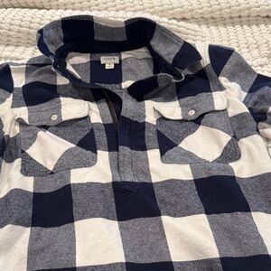J. Crew Navy and White Checkered Pullover
